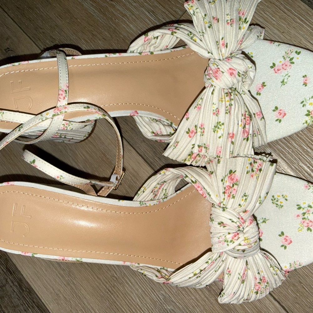 Floral Chiffon Block Heels - Picture 3 of 9